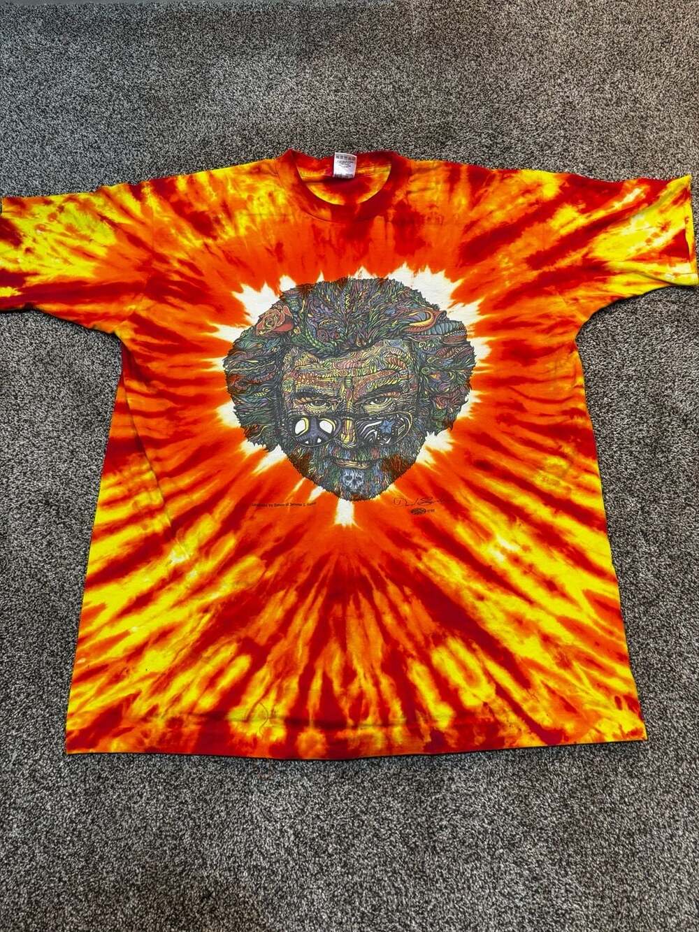 Vintage 1995 Jerry Garcia Psychedelic Big Head Tie Dye Graphic T-Shirt